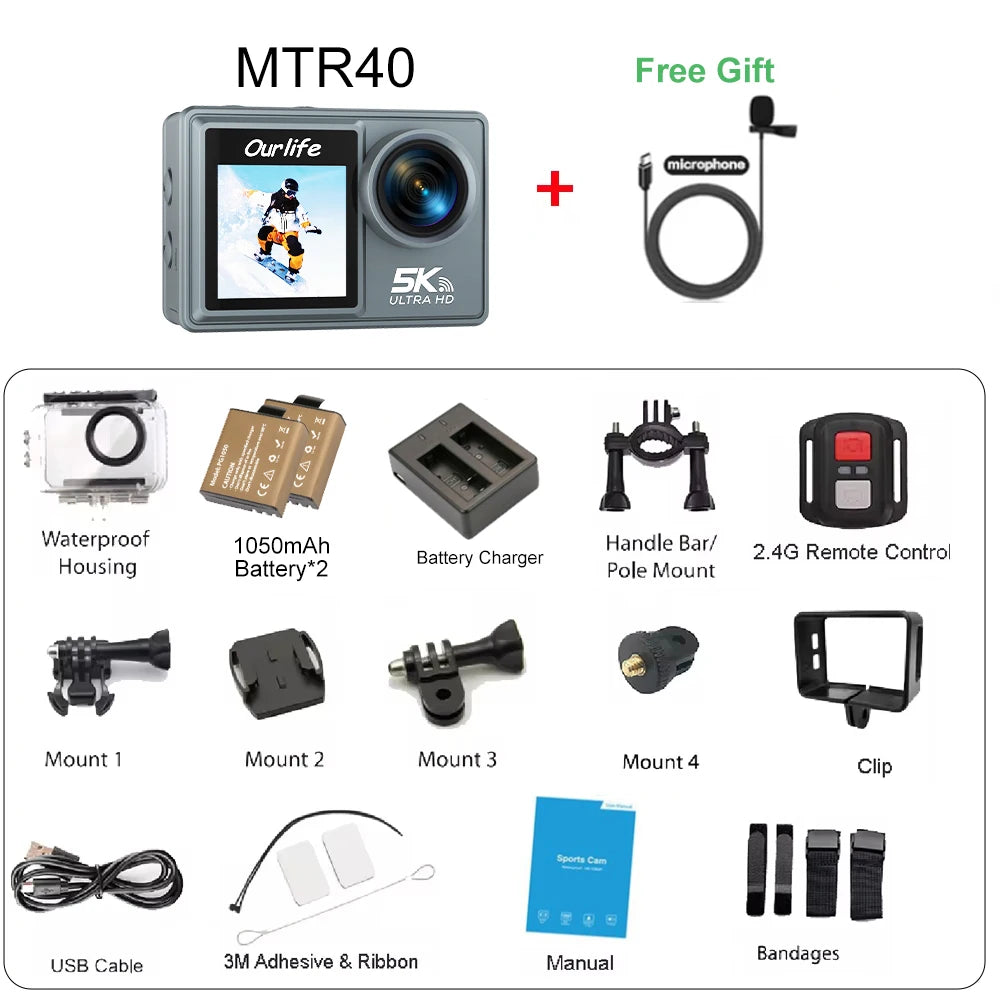 Ourlife MTR40 5K Waterproof Action Camera