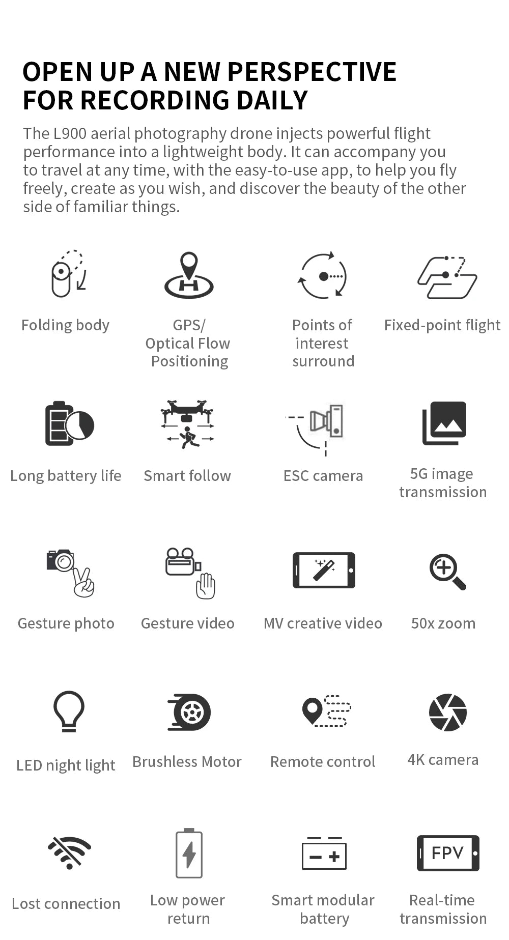 LYZRC L900 Pro GPS Drone – 4K Dual Camera 5G WiFi Foldable FPV Quadcopter