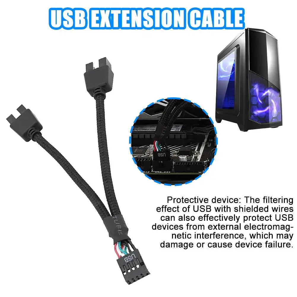 12cm USB Motherboard Extension Cable 9 Pin Y Splitter