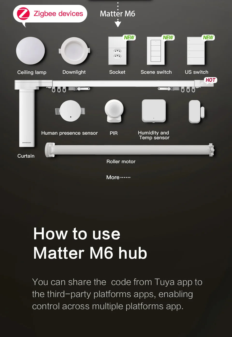 Zemismart Matter Zigbee Hub Smart Home Gateway