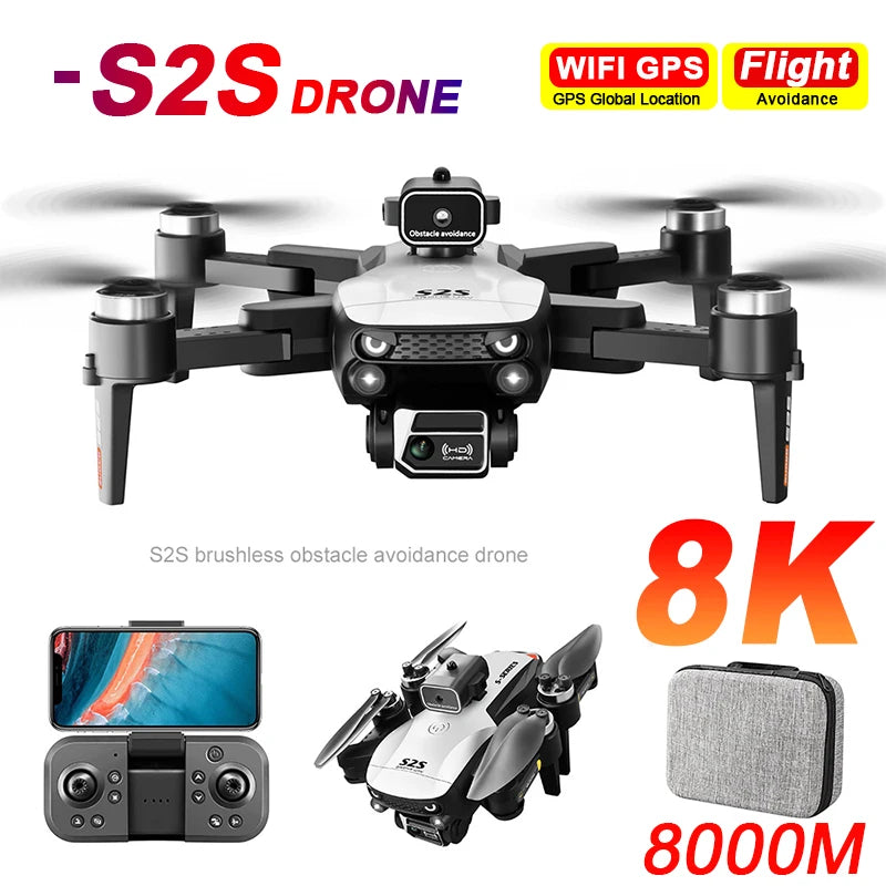 S2S Mini Drone – 4K/8K HD Camera, Obstacle Avoidance, Foldable RC Quadcopter