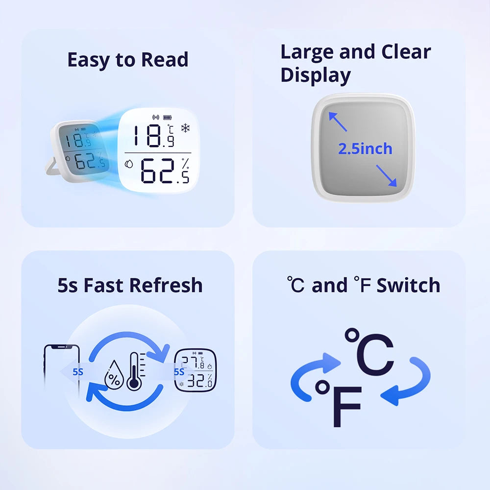 SONOFF SNZB-02D Zigbee Temperature & Humidity Sensor – LCD Display, Works with Alexa & Google Home