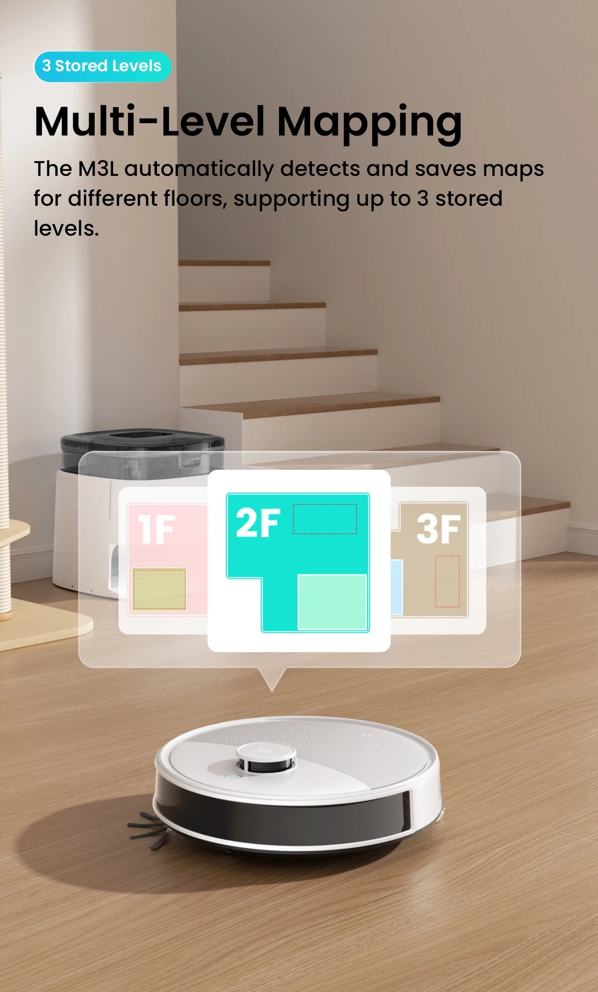 Lefant M3 Robot Vacuum Cleaner with Mapping & Auto Cleaning Station