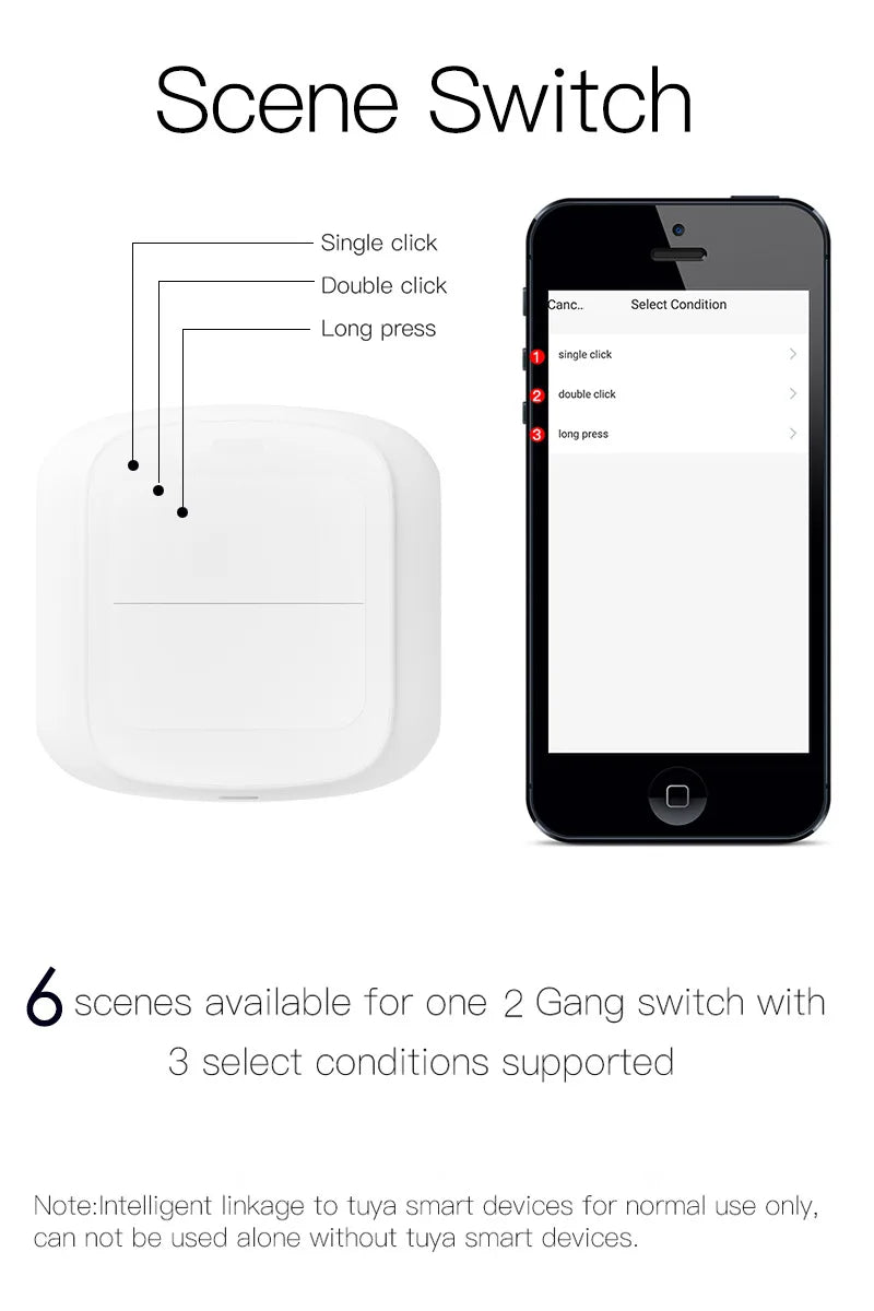 Tuya 2-Gang WiFi/ZigBee Scene Switch – Smart Wall Controller for Smart Life App