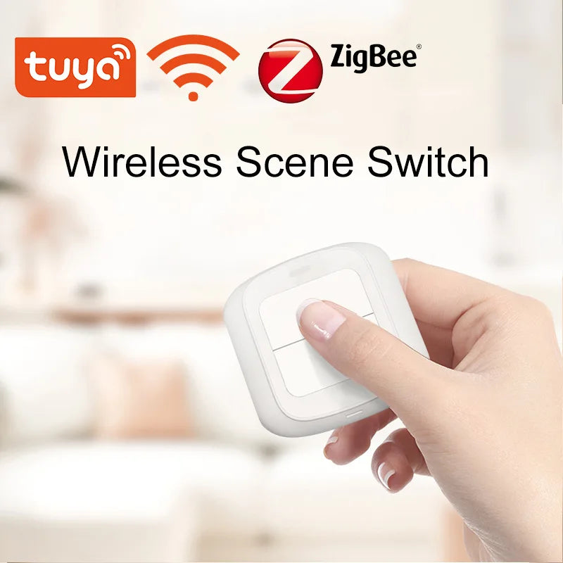 Tuya 2-Gang WiFi/ZigBee Scene Switch – Smart Wall Controller for Smart Life App