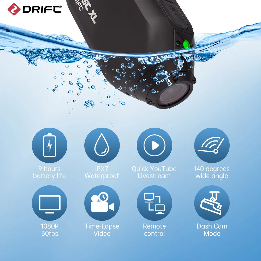 Drift Ghost XL 1080P Action Camera Waterproof Dash Cam