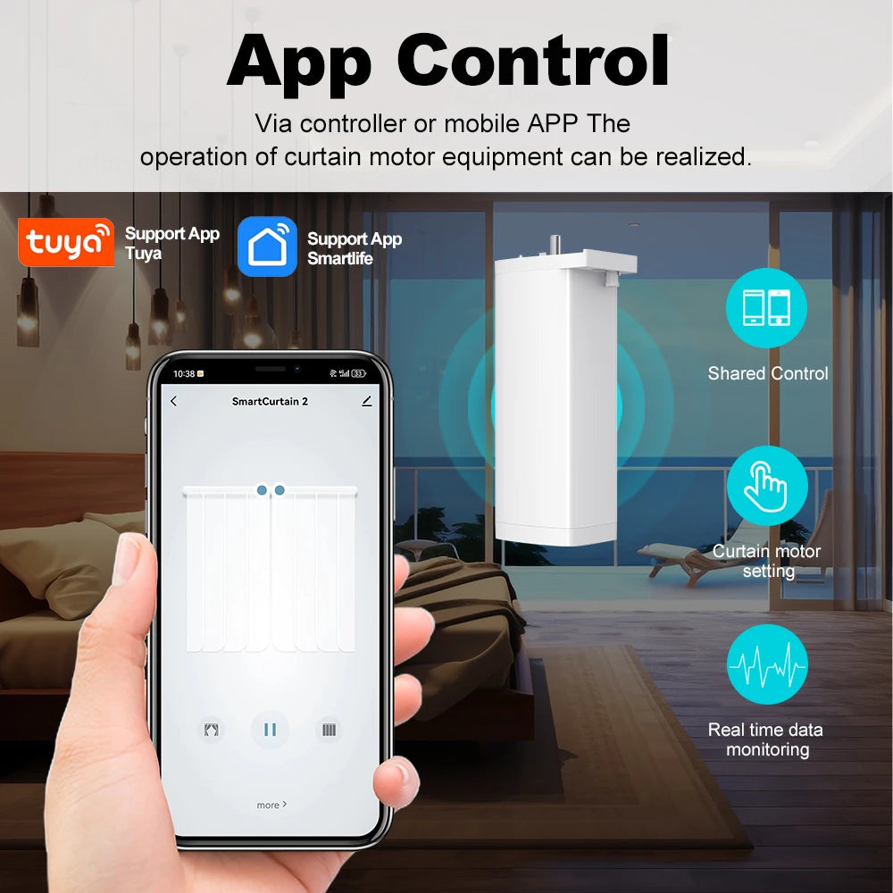 Tuya ZigBee/WiFi Smart Curtain Motor 155MM