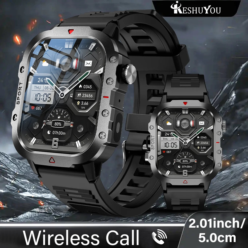 KESHUYOU Outdoor Sports Smartwatch with Flashlight & Bluetooth Calling