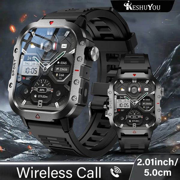 KESHUYOU Outdoor Sports Smartwatch with Flashlight & Bluetooth Calling