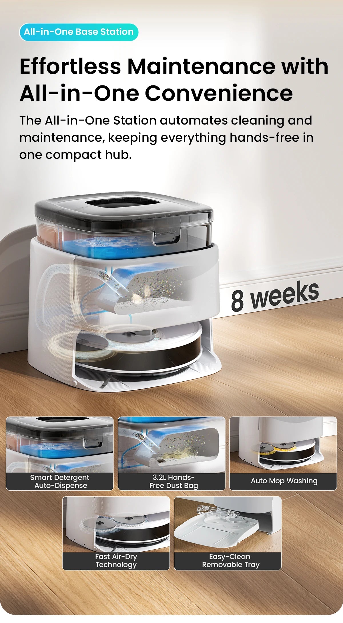 Lefant M3 Robot Vacuum Cleaner with Mapping & Auto Cleaning Station