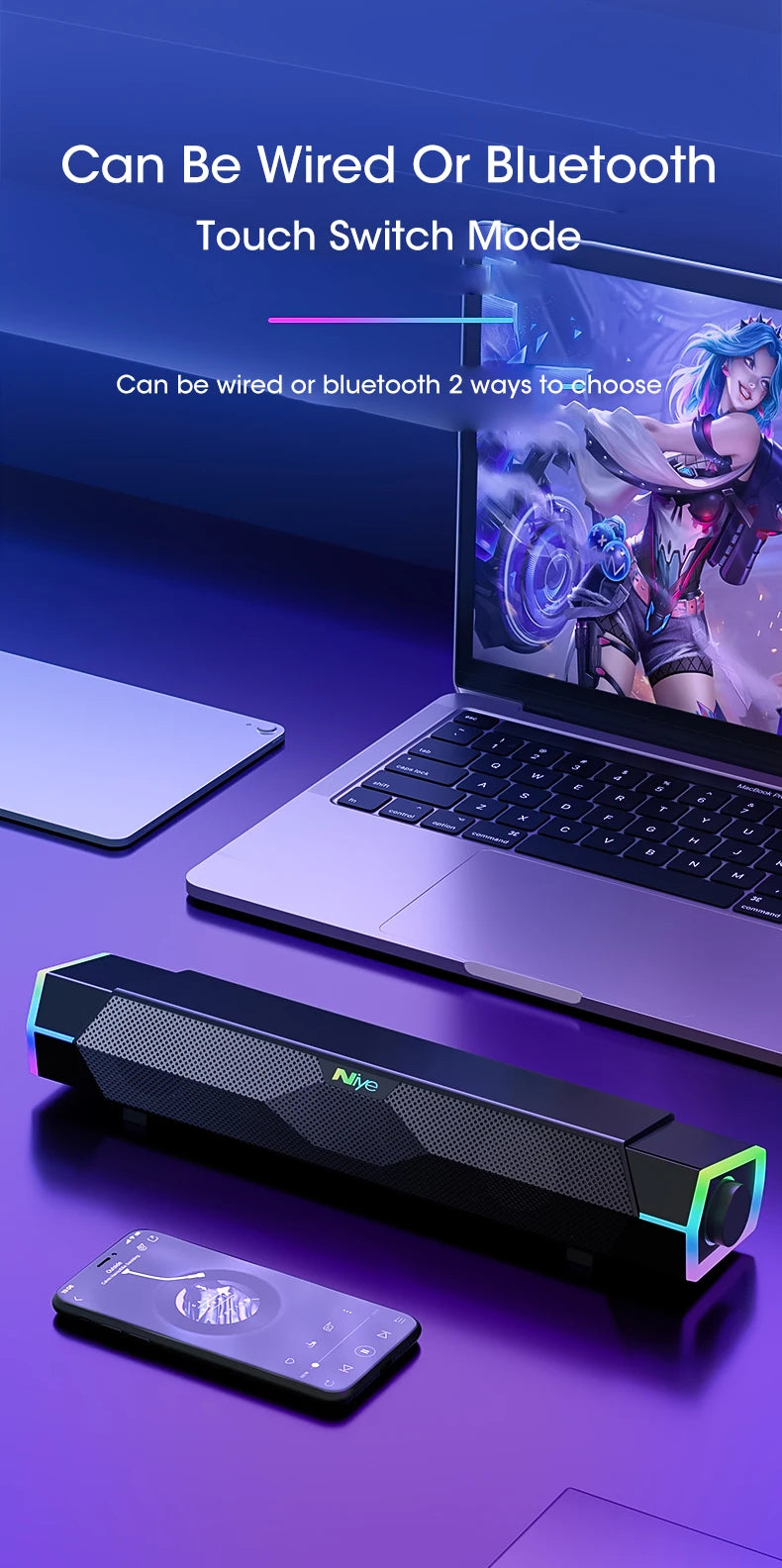 4D Bluetooth Soundbar Speaker with Subwoofer