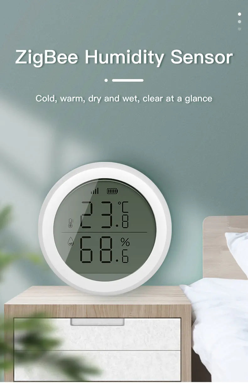 Tuya ZigBee Smart Temperature & Humidity Sensor – LCD Display, Works with Alexa & Google Home