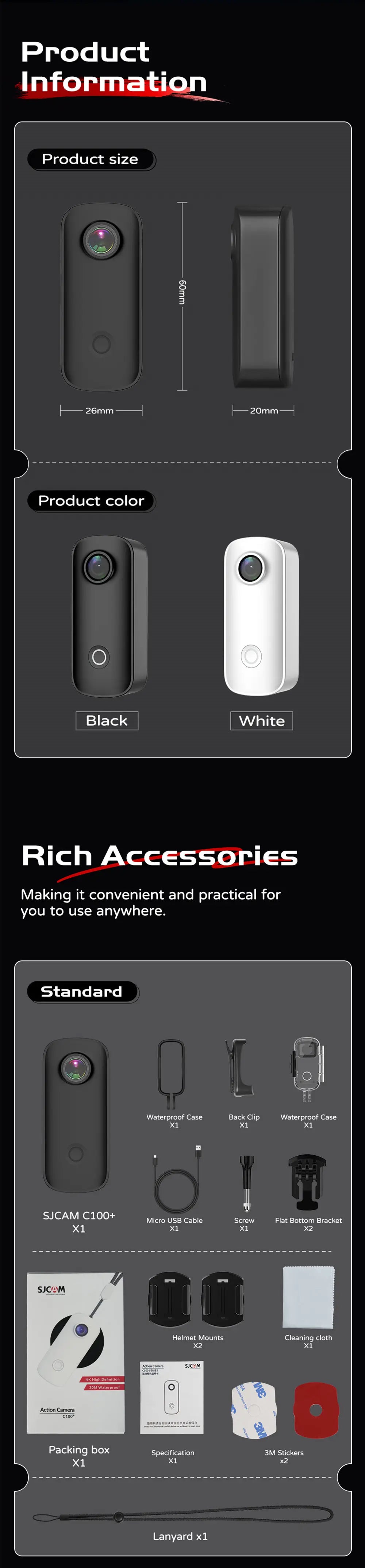 SJCAM C100 Plus 4K Action Camera Waterproof WiFi Sport Cam