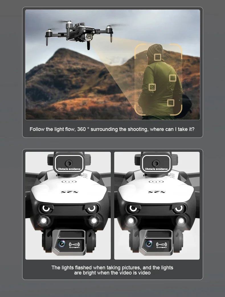 S2S Mini Drone – 4K/8K HD Camera, Obstacle Avoidance, Foldable RC Quadcopter