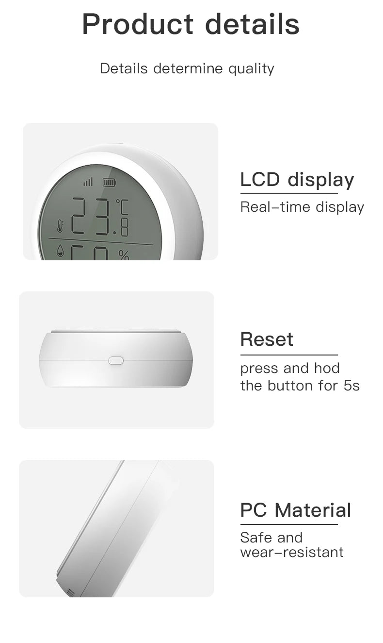 Tuya ZigBee Smart Temperature & Humidity Sensor – LCD Display, Works with Alexa & Google Home