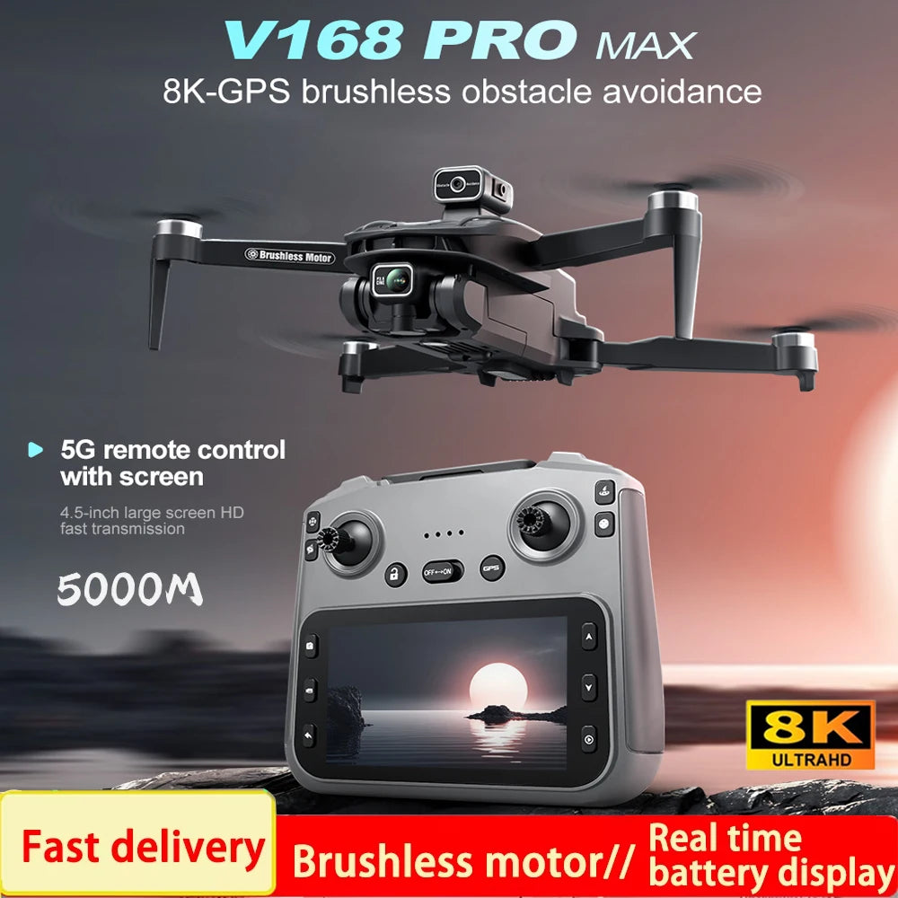 V168 Pro Max 8K GPS Drone with 5G FPV & Obstacle Avoidance