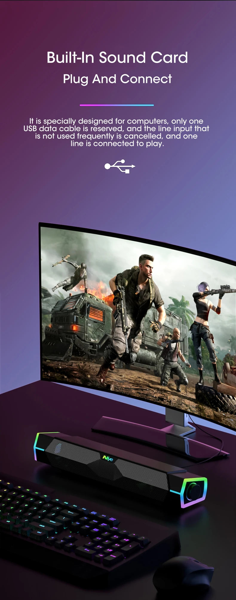 4D Bluetooth Soundbar Speaker with Subwoofer