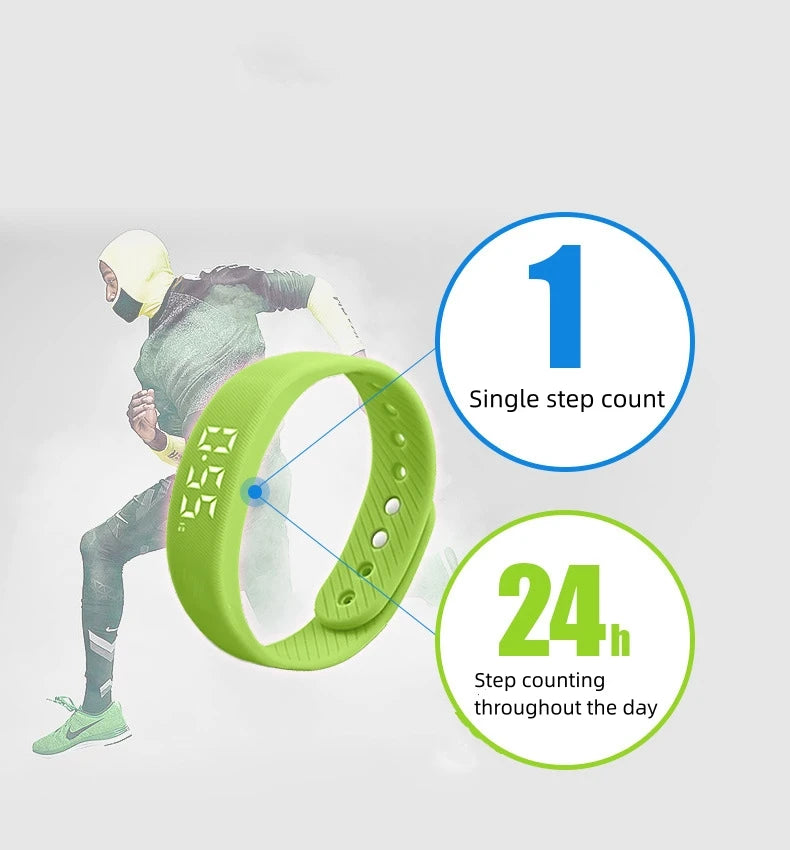 LED Digital Smart Bracelet with Pedometer & Alarm