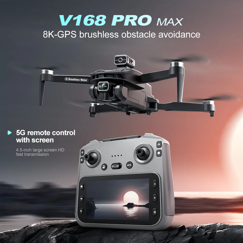 V168 Max 8K GPS Drone – 5G WiFi Dual Camera, 5KM Range, Foldable Brushless Quadcopter