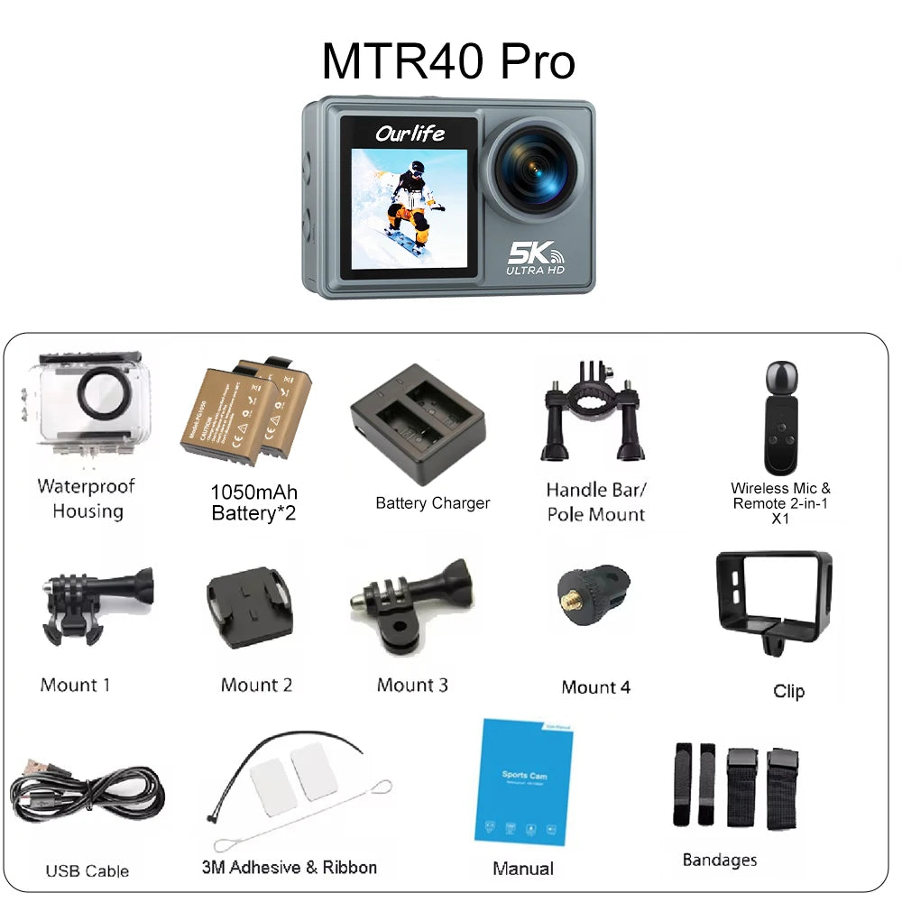 Ourlife MTR40 5K Waterproof Action Camera