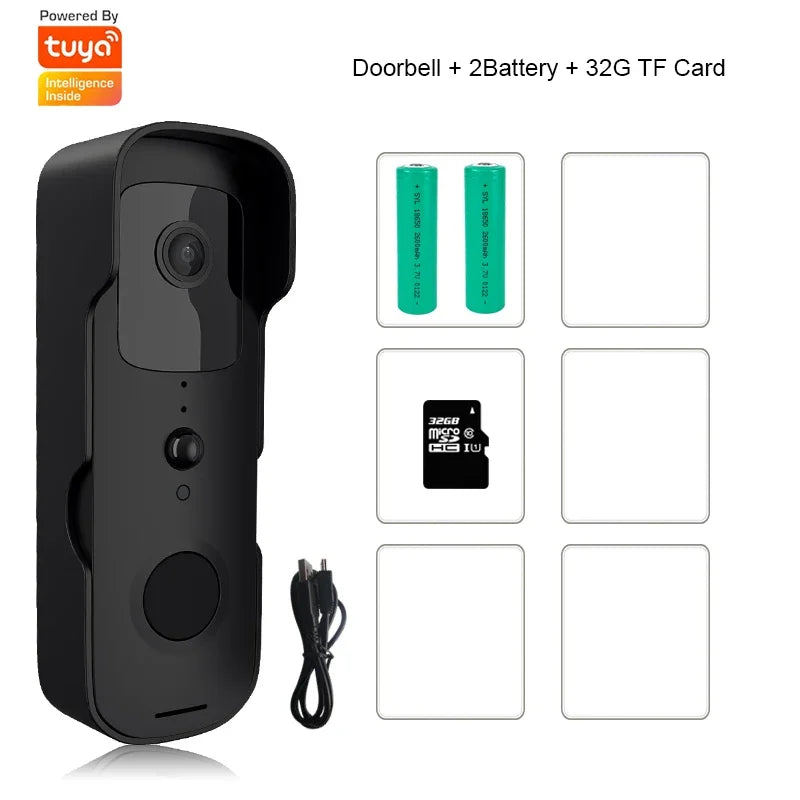 TuyaSmart 1080P WiFi Video Doorbell – Waterproof, Night Vision, Smart Intercom Camera