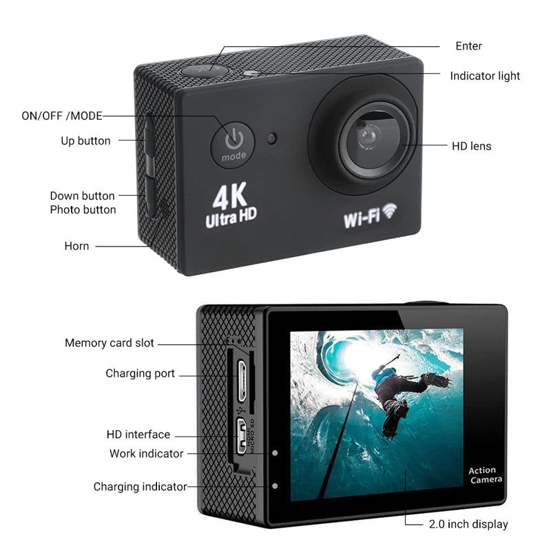 4K Ultra HD Action Camera Waterproof Sport Cam