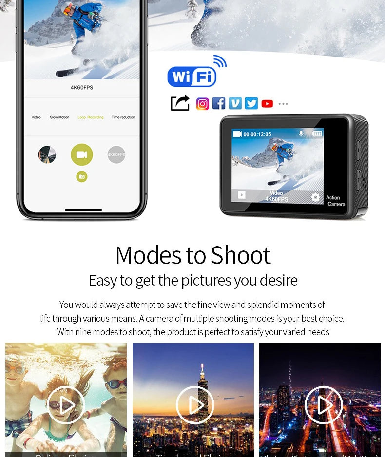 4K Ultra HD Action Camera Waterproof Sport Cam