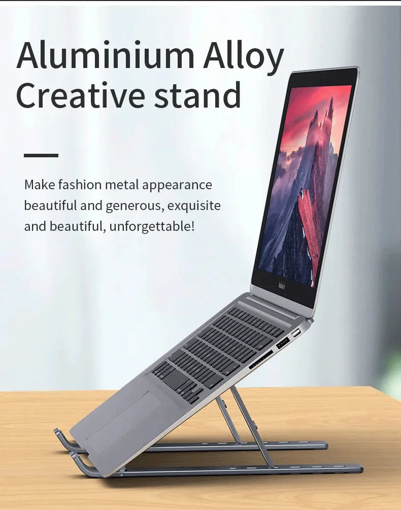 Foldable Adjustable Laptop Stand – Portable Aluminum Alloy Notebook Holder