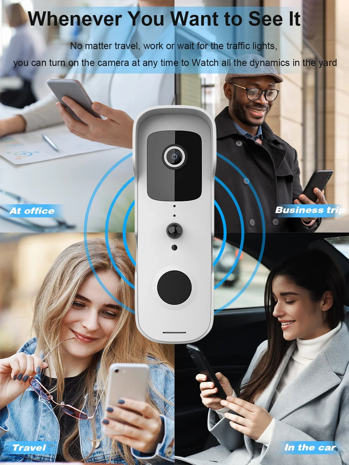 TuyaSmart 1080P WiFi Video Doorbell – Waterproof, Night Vision, Smart Intercom Camera