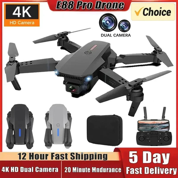 E88 Pro 4K Drone – Foldable RC Quadcopter with Dual HD Cameras & WiFi FPV